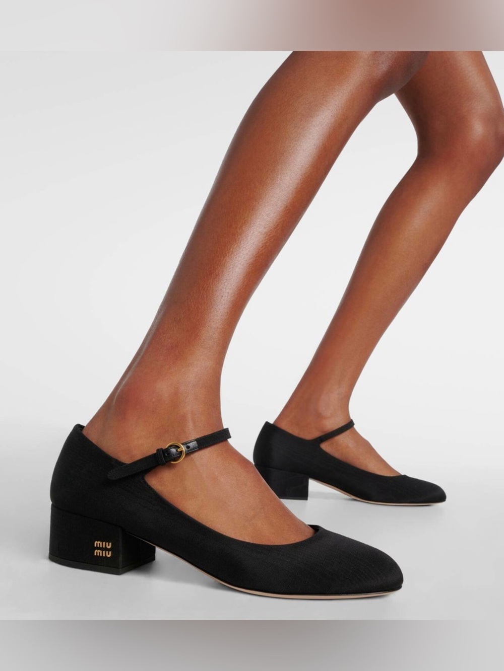 Miu Miu Canvas leather-lined Mary Jane pumps
